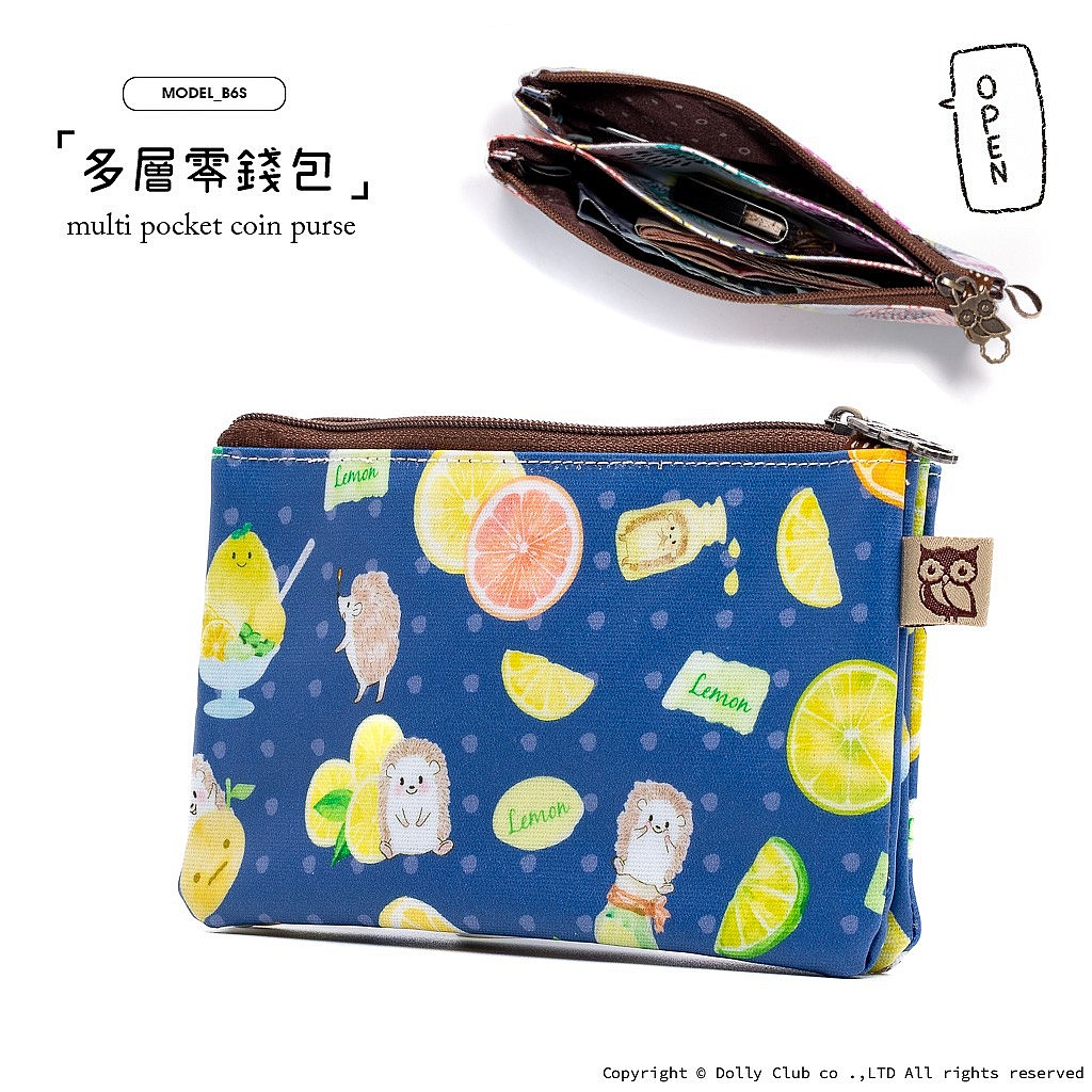 多層零錢包-B6S-檸檬萊姆小刺蝟-B-1340