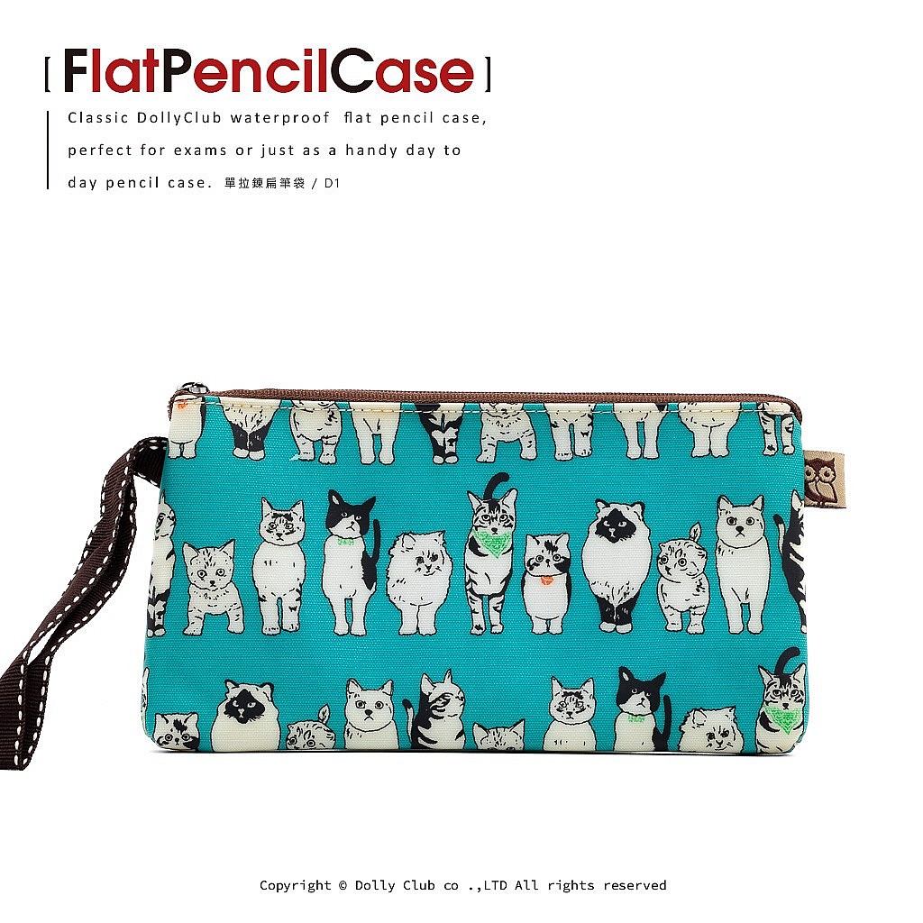 單拉鍊扁筆袋-D1-喵的星人-LB-002