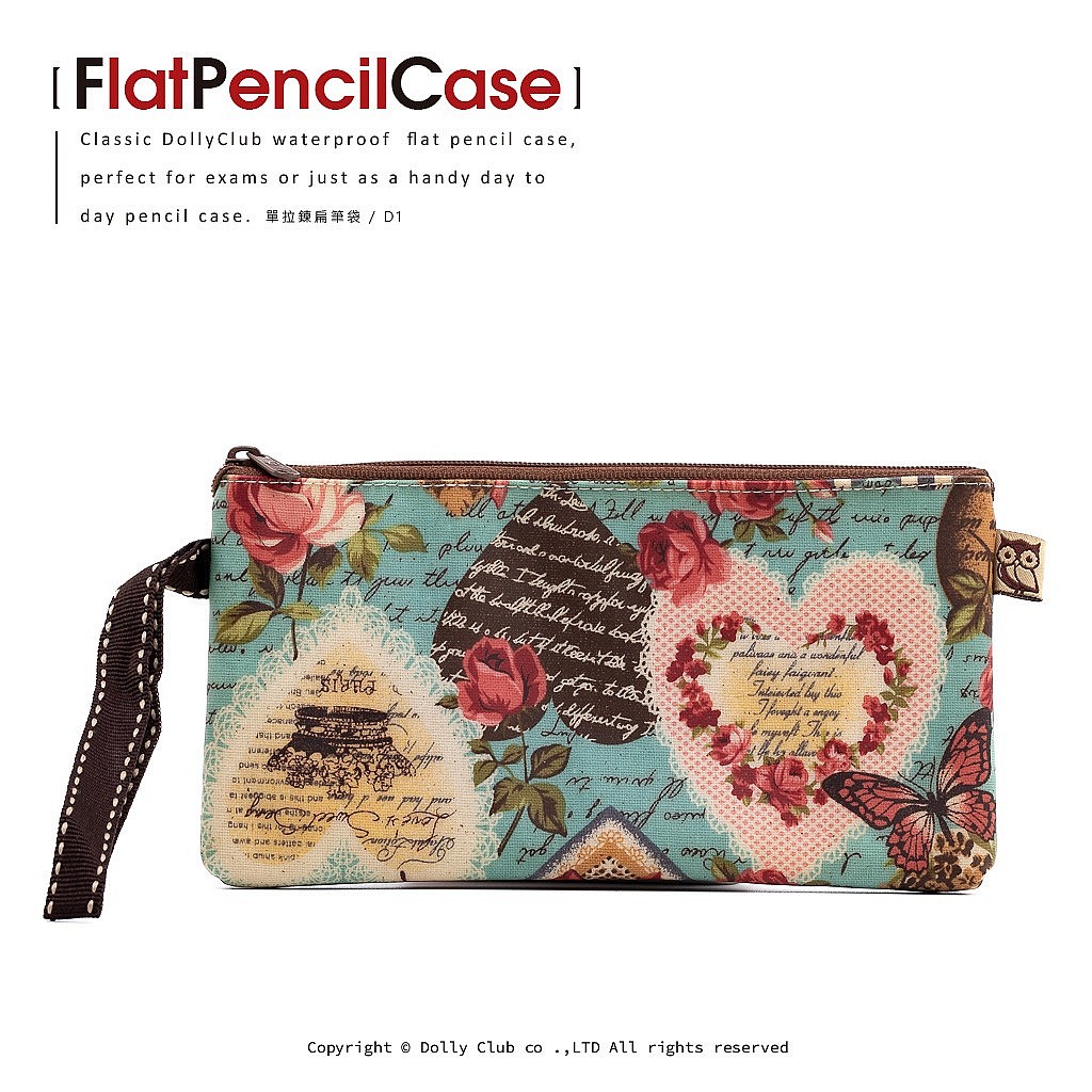 單拉鍊扁筆袋-D1-音符蝴蝶玫瑰花-B-718